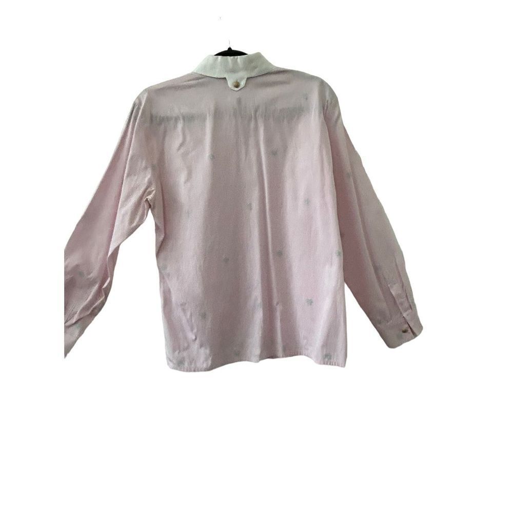 Vintage Escada Embroidered Snowflake Cotton Button-Up Blouse Pink Women’s Size 3 - Picture 4 of 8